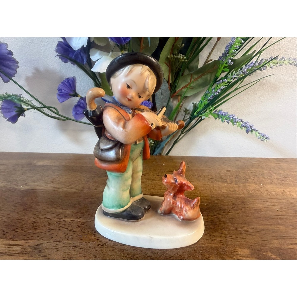 M.I. Hummel Puppy Love 585/8 Violin Boy Dog Figurine Goebel Germany Vintage